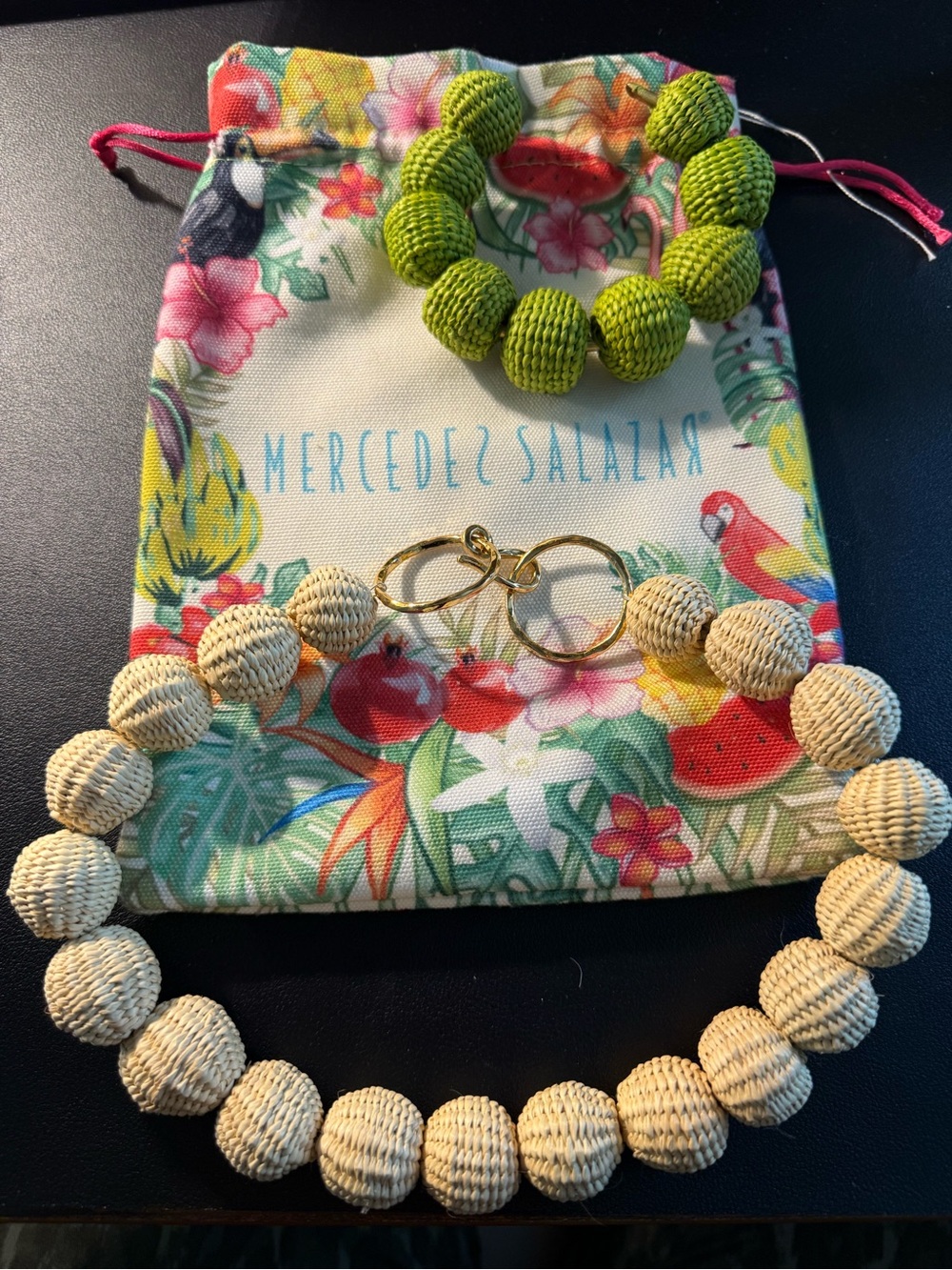 MercedeZ Salazar Woven Bead Necklace with Lime Stretch Bracelet